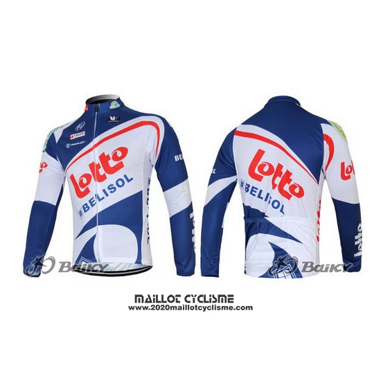2012 Maillot Ciclismo Lotto Belisol Blanc et Bleu Manches Longues et Cuissard
